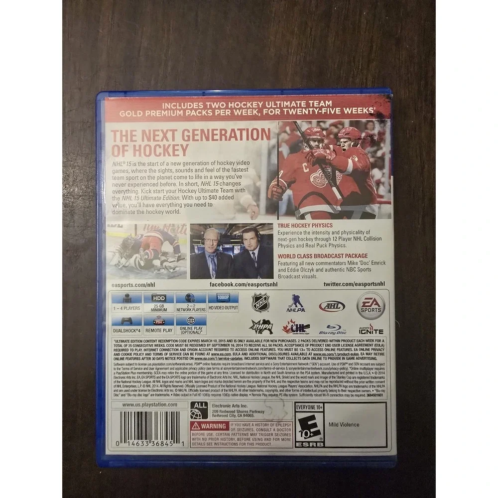 NHL 15 -- Ultimate Edition (Sony PlayStation 4, 2014) working copy